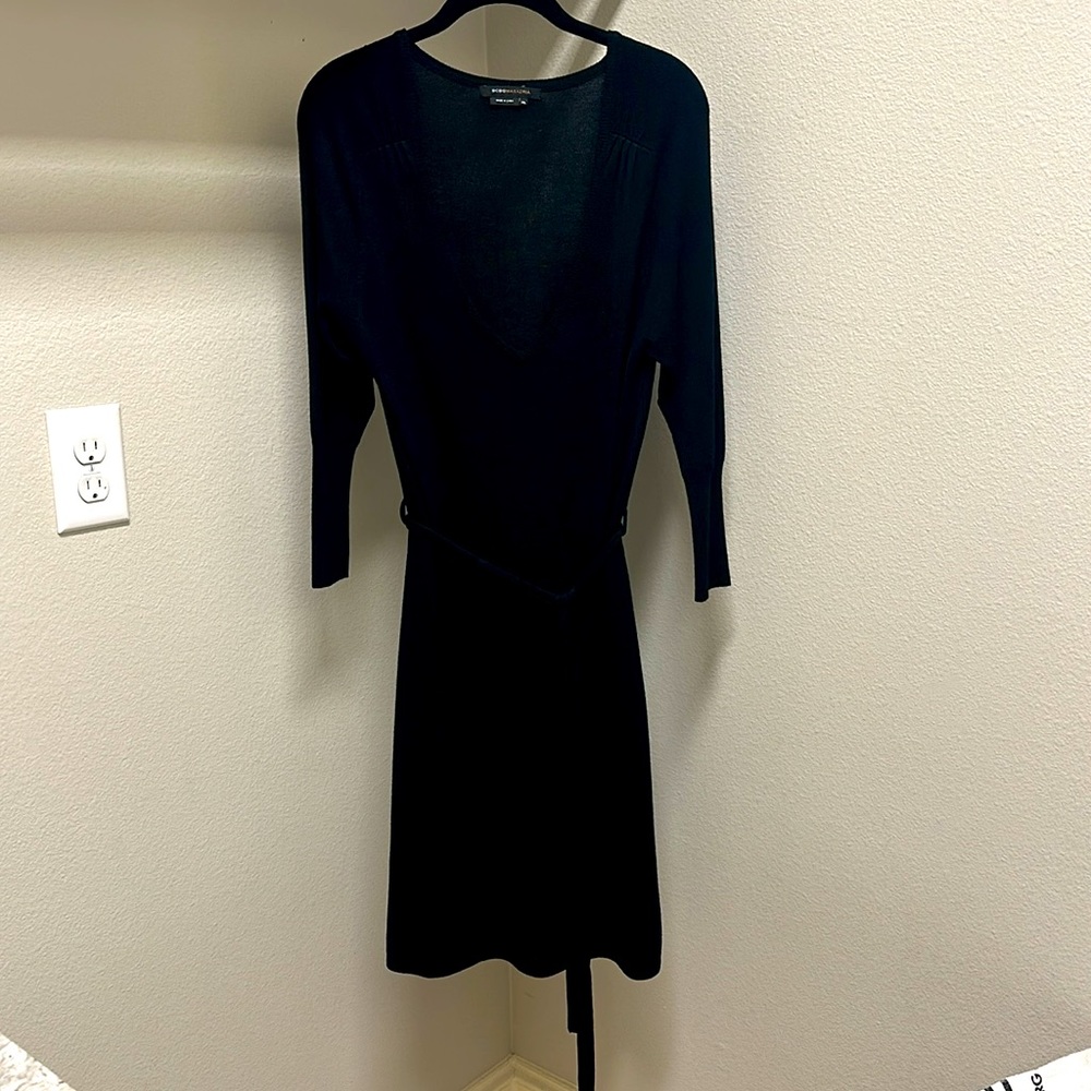 BCBG MaxAzria Jersey black dress, deep V-neck, size XL